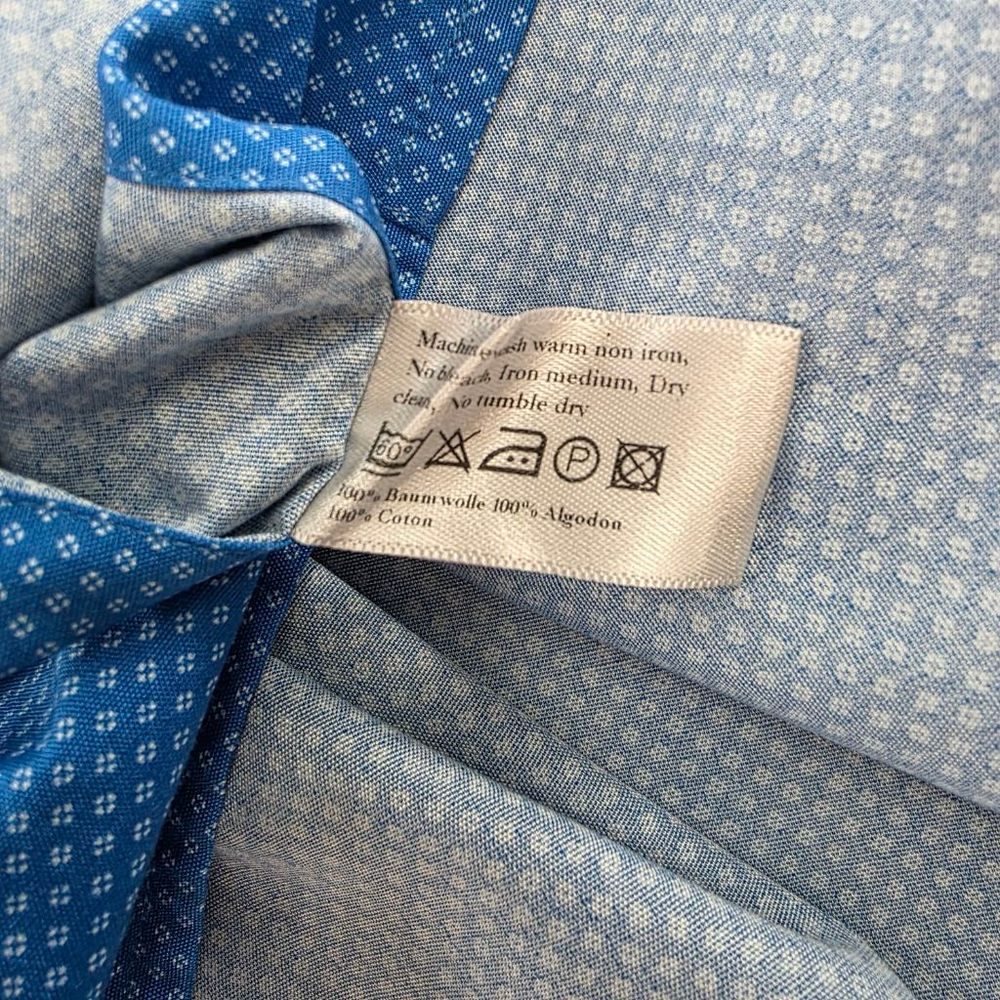 ETON Shirt 17 43 Blue Micro Dot Floral Men’s Cotton Dress Shirt Quiet Luxury - Picture 13 of 16